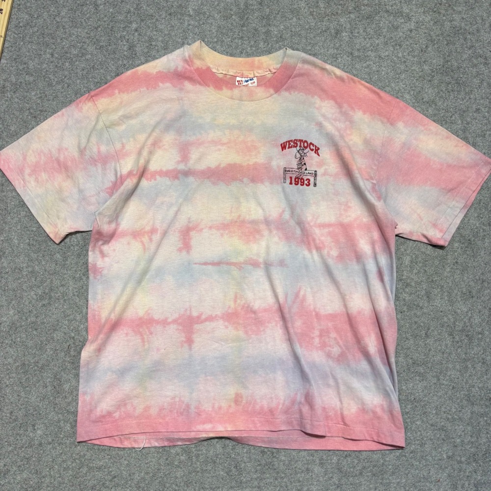 Vintage 1993 Westock Westmoreland Tie Dye Shirt Mens XL Hanes Single Stitch‎ Cow